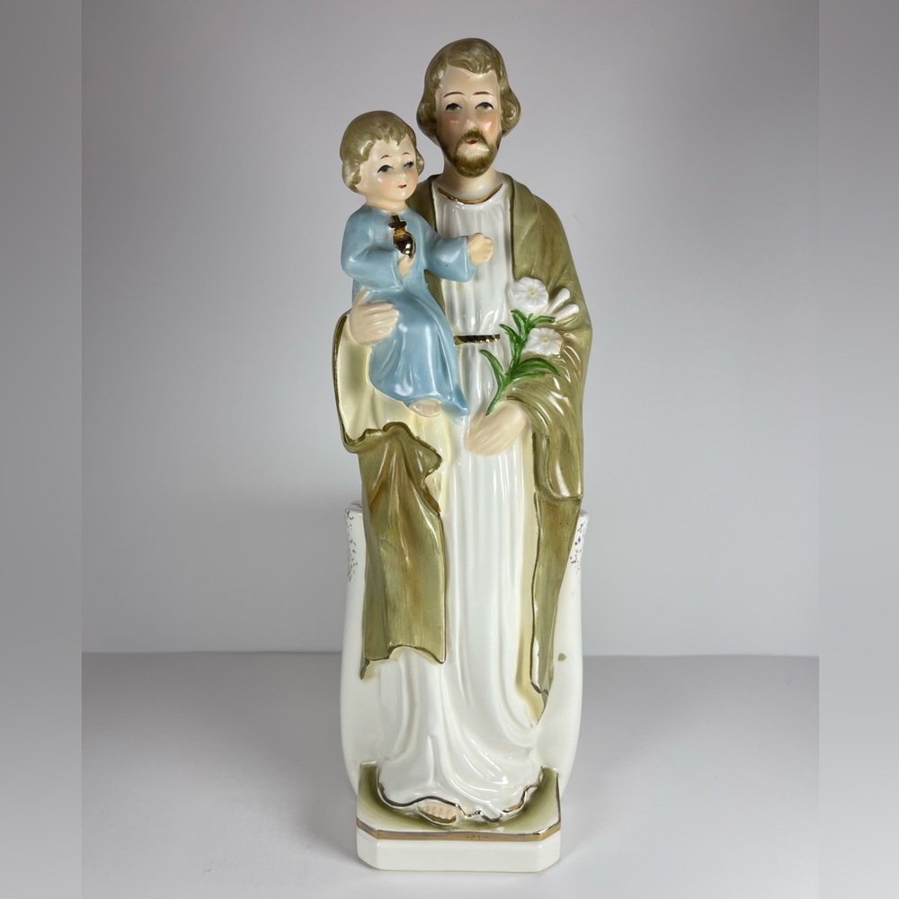 Vintage Lefton St. Joseph & Baby Jesus figurine planter